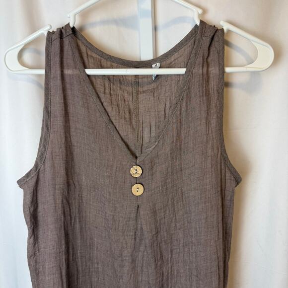 Misslook Boho Tunic Dress Size M Brown Cotton Blend Layered Ruffle Hem Lagenlook - Picture 2 of 7